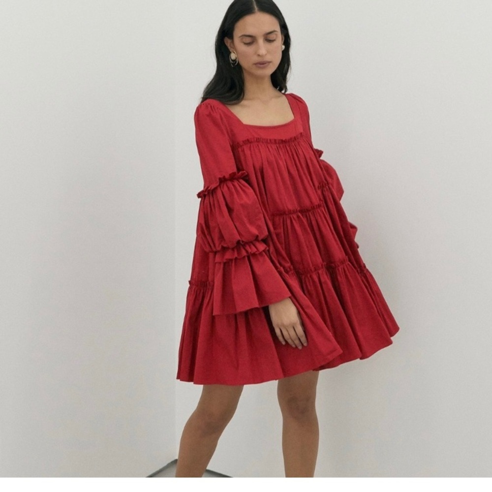 Aje Red Ruffle Dress